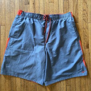 Gray / Infrared NIKE Swim Shorts w/ Pockets Lined